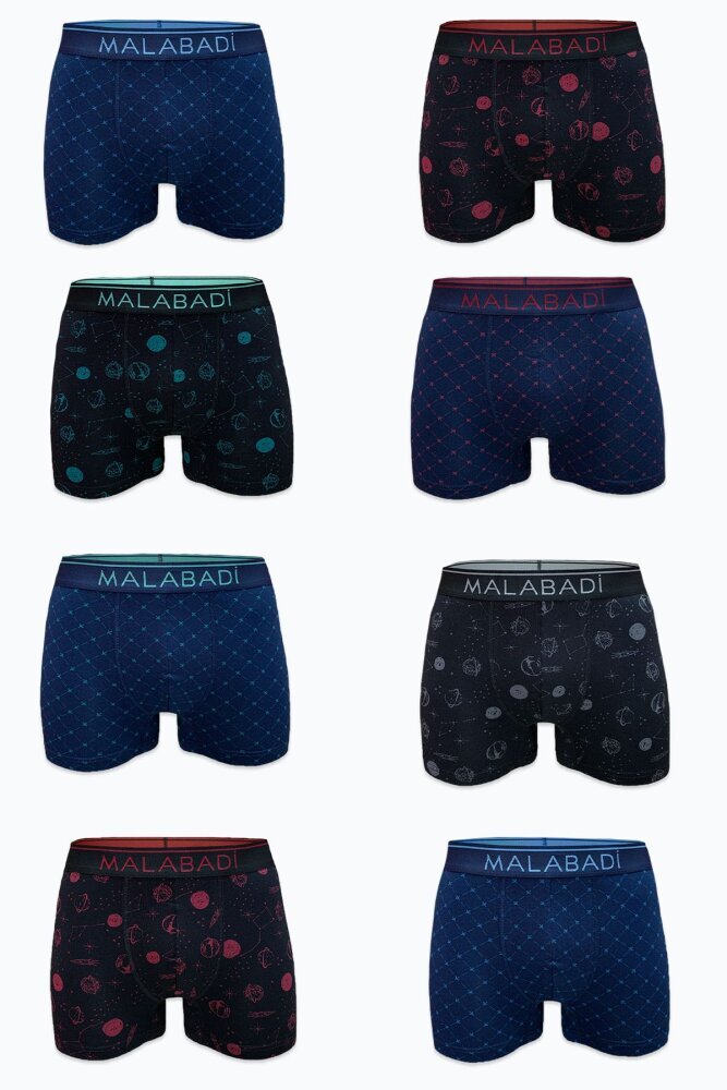Malabadi Erkek Desenli 8 li Premium Collection Modal Boxer 8M252 - Malabadi