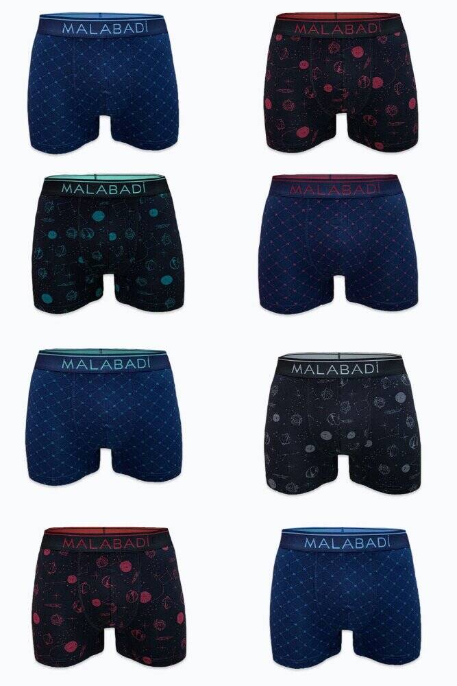 Malabadi Erkek Desenli 8 li Premium Collection Modal Boxer 8M252 - 1