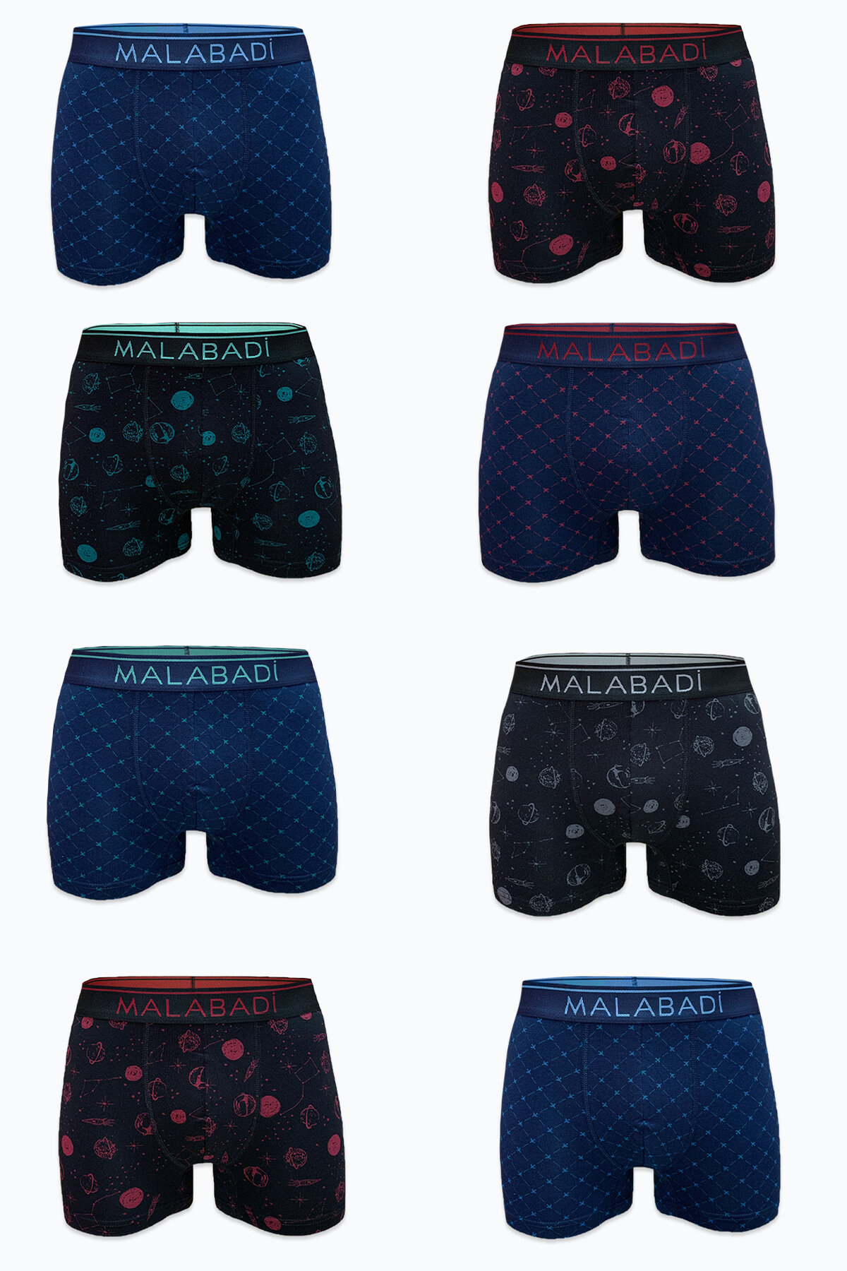 Malabadi Erkek Desenli 8 li Premium Collection Modal Boxer 8M252 