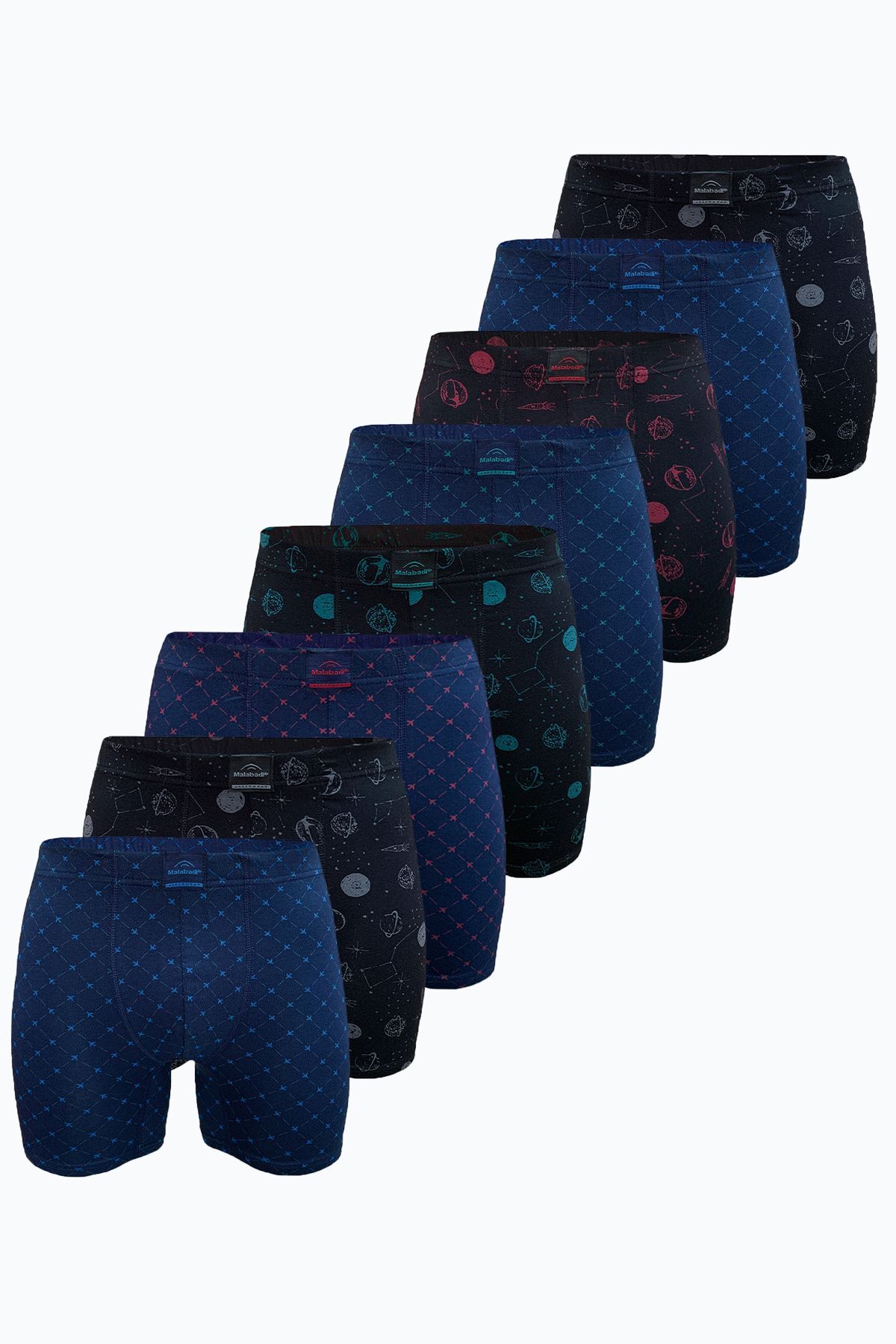 Malabadi Erkek Desenli 8 li Premium Collection Modal Uzun Boxer 8M250 