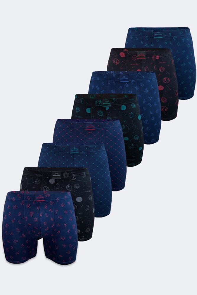 Malabadi Erkek Desenli 8 li Premium Collection Modal Uzun Boxer 8M250 
