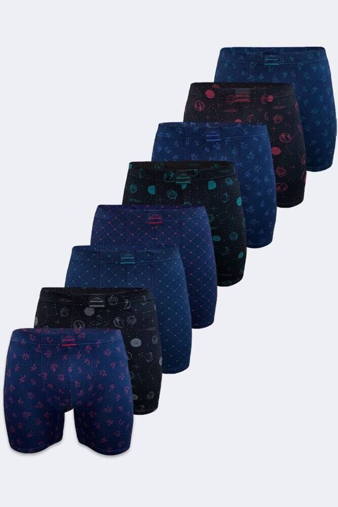 Malabadi Erkek Desenli 8 li Premium Collection Modal Uzun Boxer 8M250 - 1