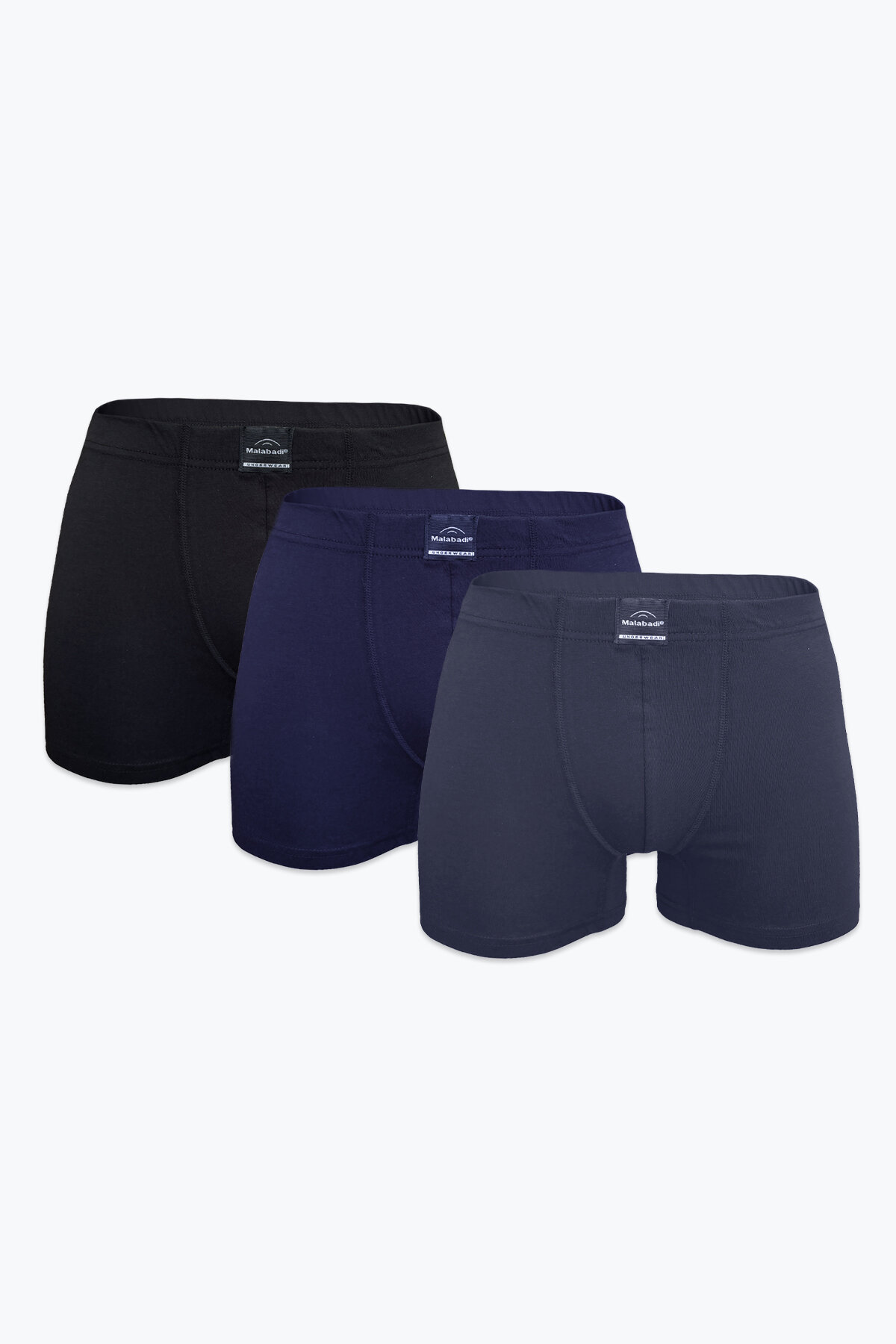 Malabadi Erkek 3'lü Siyah Lacivert Füme Premium Collection Modal Boxer 3M251 