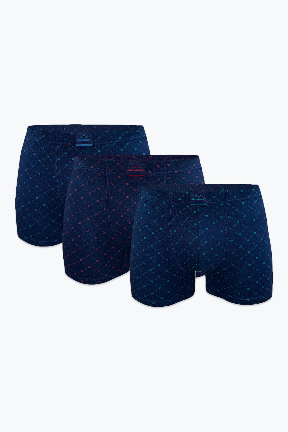 Malabadi Erkek 3'lü Desenli Lacivert Premium Collection Modal Boxer 3M251 - 1