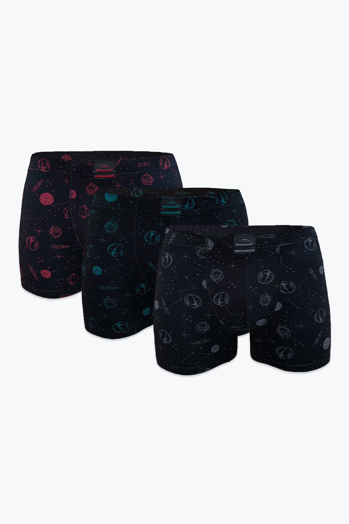 Malabadi Erkek 3'lü Desenli Siyah Premium Collection Modal Boxer 3M251 - 1