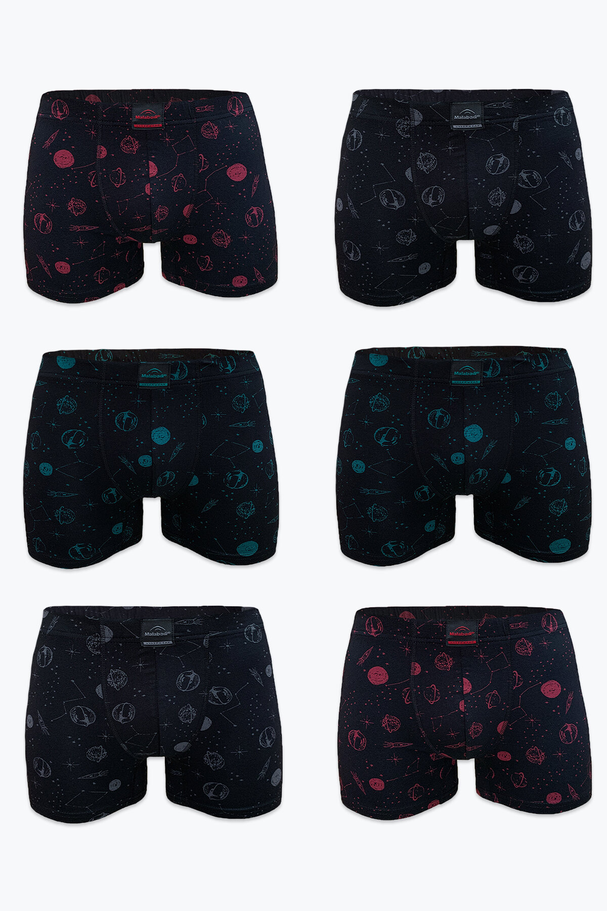 Malabadi Erkek 6'lı Siyah Desenli Premium Collection Modal Boxer 6M251 - 1