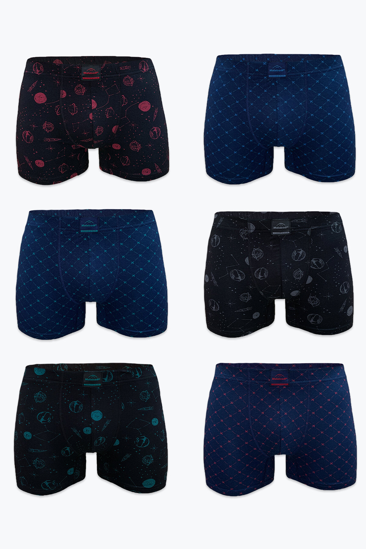 Malabadi Erkek 6'lı Desenli Premium Collection Modal Boxer 6M251 - Malabadi