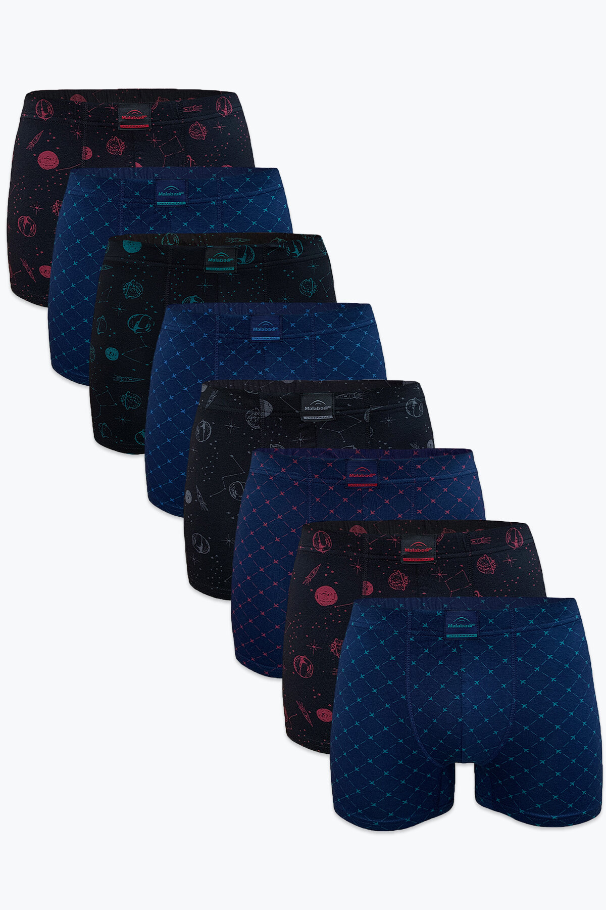 Malabadi Erkek 8'li Desenli Premium Collection Modal Boxer 8M251 - Malabadi