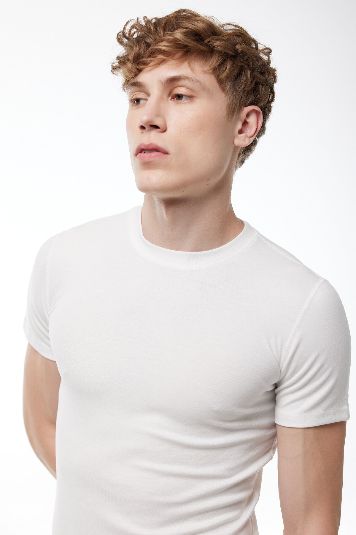 Malabadi Erkek Ekru Yuvarlak Yaka Kısa Kollu Viloft Termal Üst İçlik 606 - 2