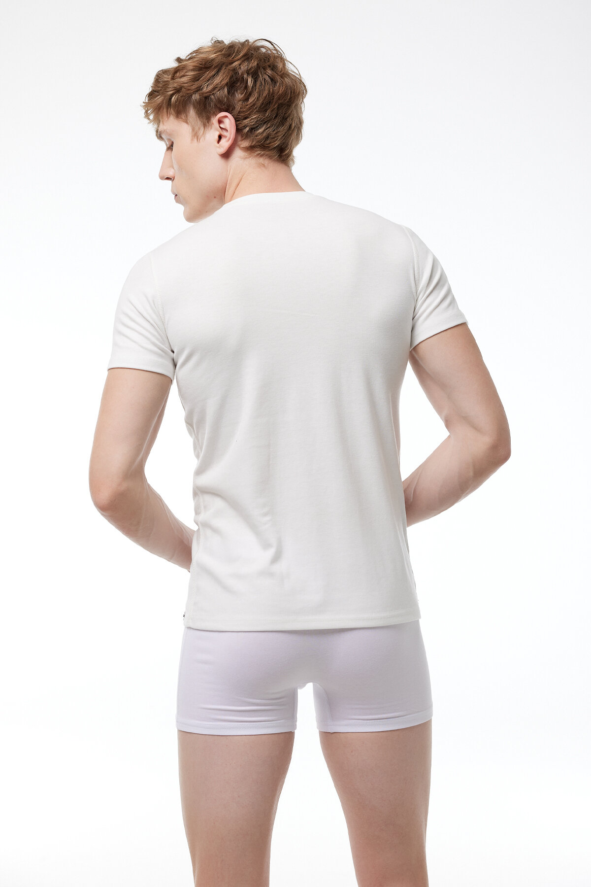 Malabadi Erkek Ekru Yuvarlak Yaka Kısa Kollu Viloft Termal Üst İçlik 606 - 4