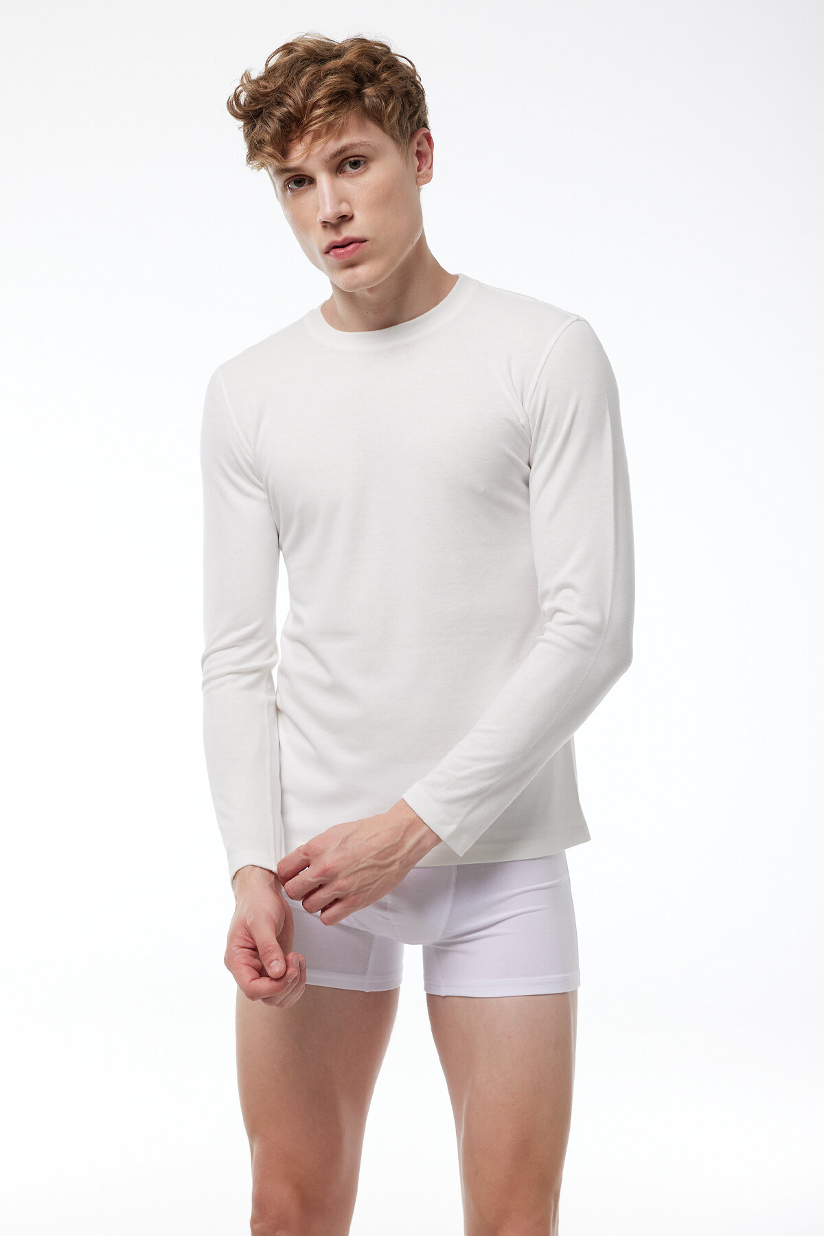 Malabadi Erkek Ekru Yuvarlak Yaka Uzun Kollu Viloft Termal Üst İçlik 609 - 2