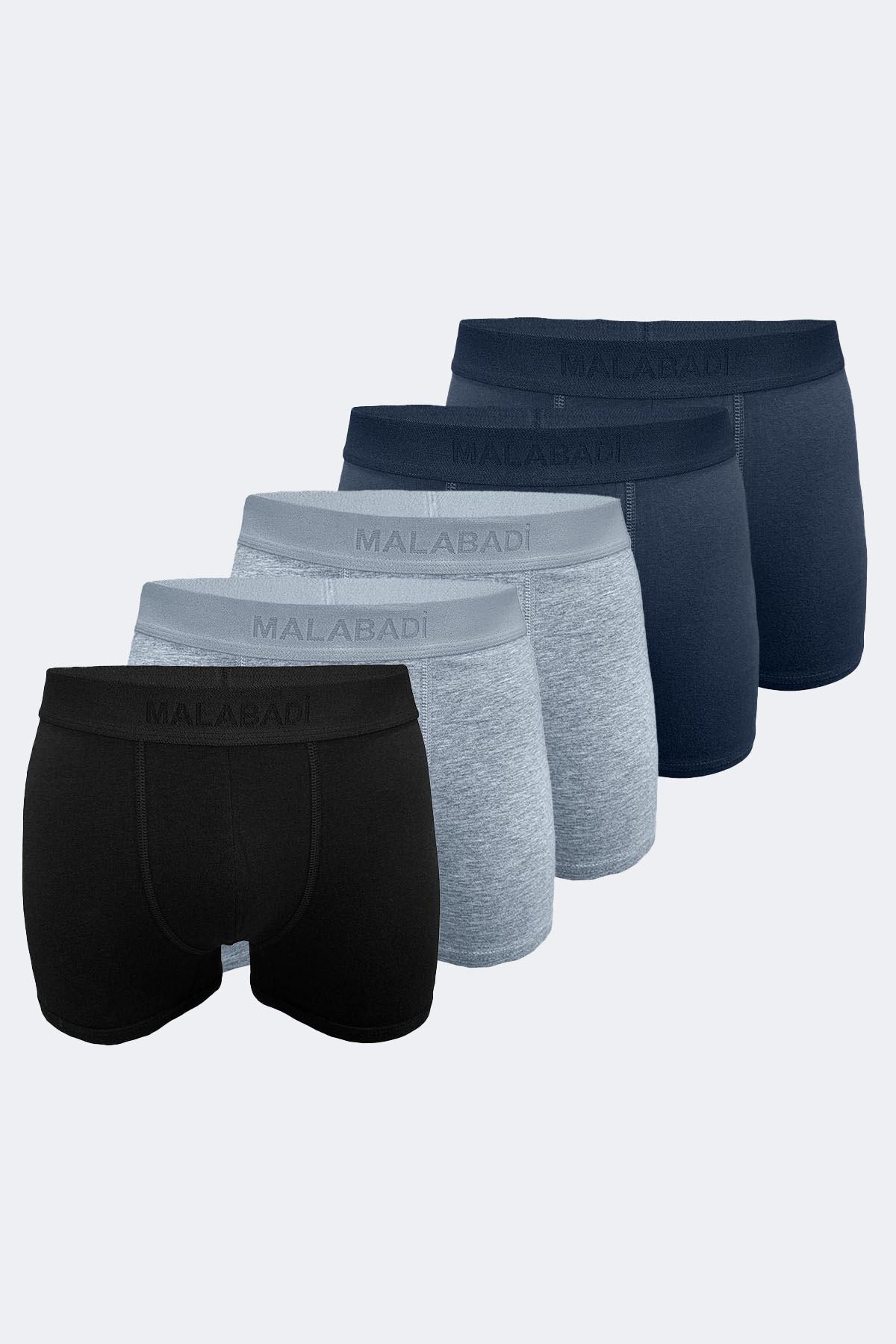 Malabadi Erkek Füme Gri Siyah 5 li Paket Milan Modal Boxer 014 
