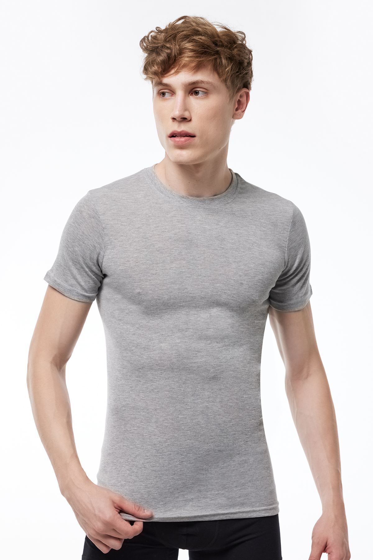 Malabadi Erkek Gri 2 Li Paket %100 Pamuk Yuvarlak Yaka Ribana Fanila 037 - 1