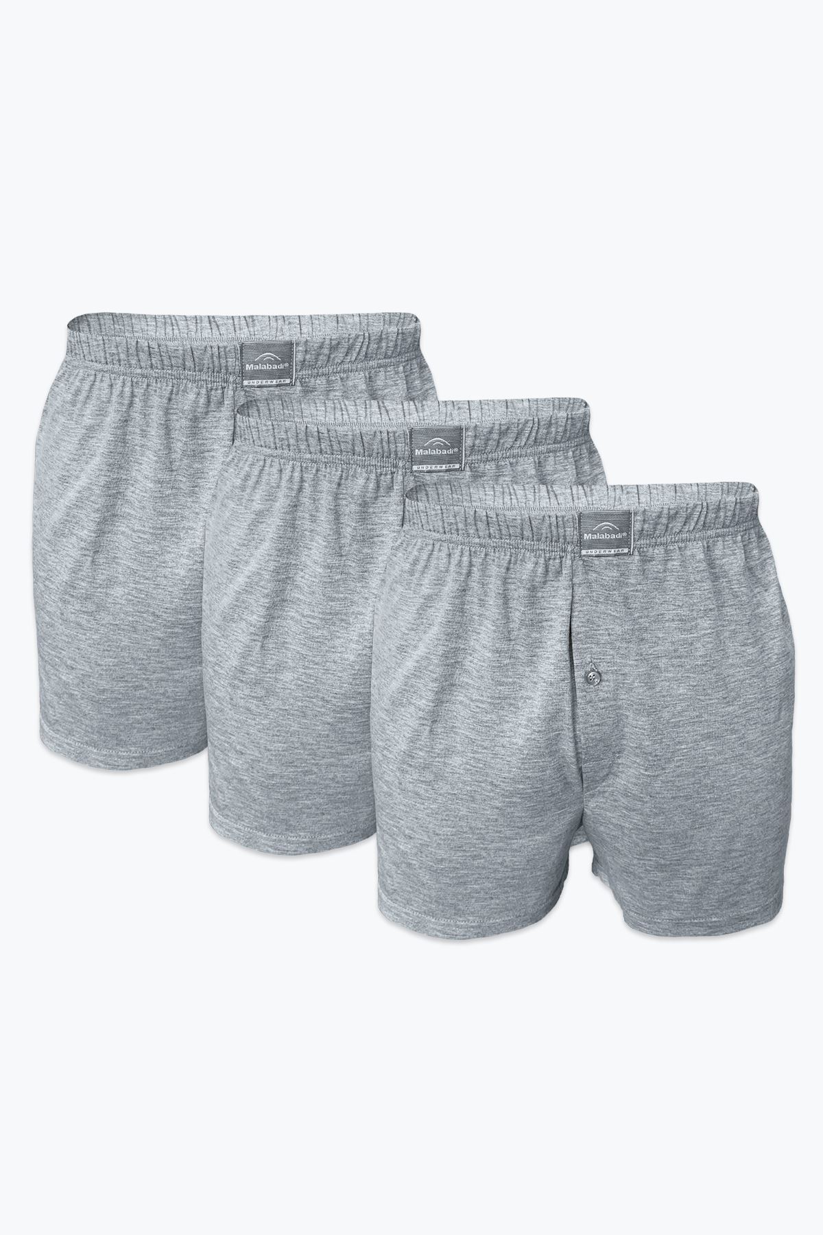 Malabadi Erkek Gri 3 Lü Geniş Kalıp %100 Pamuk Boxer 3M024 - 1