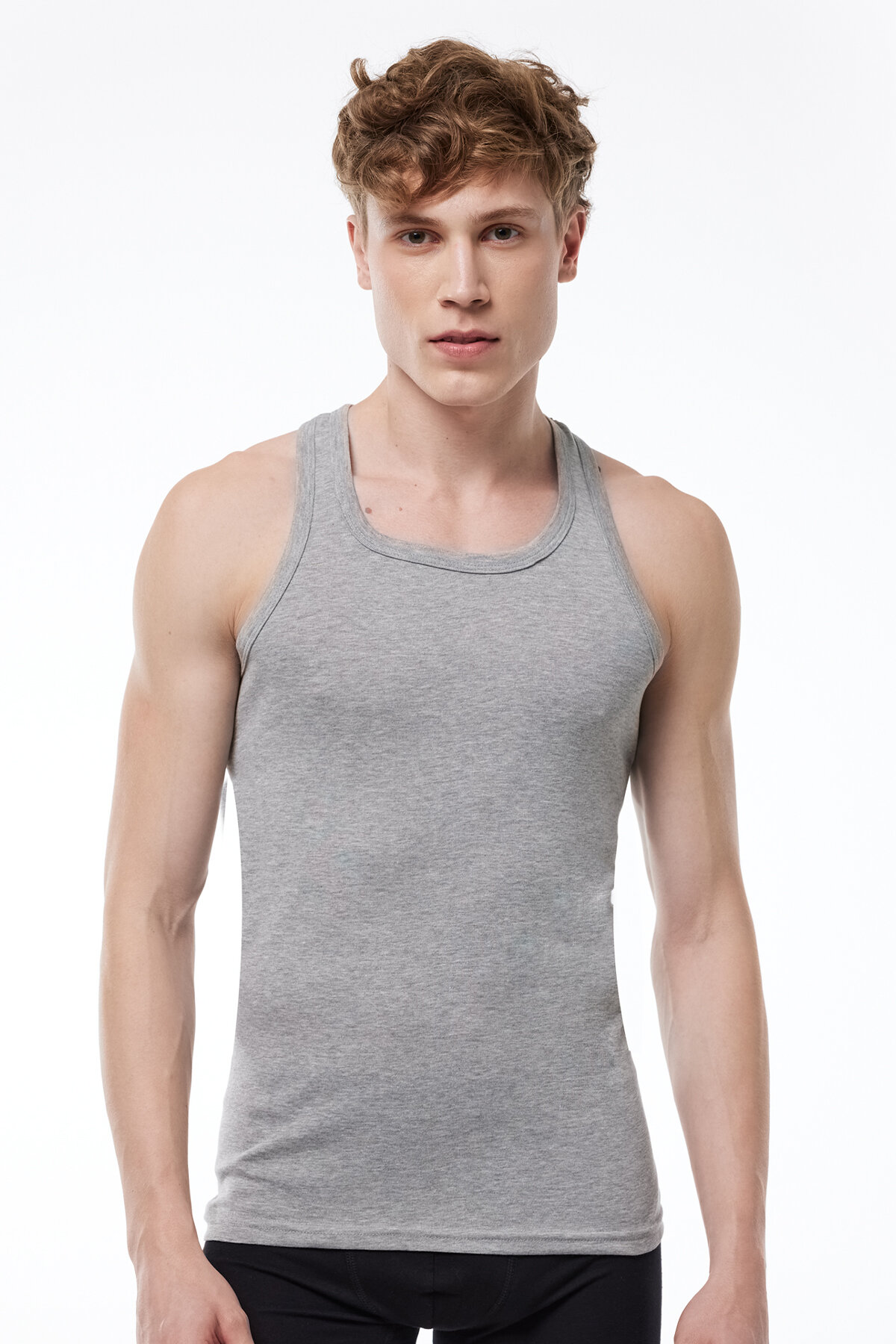 Malabadi Erkek Gri 3 Lü Paket %100 Pamuk Ribana Sporcu Atleti 3M039-E - 2