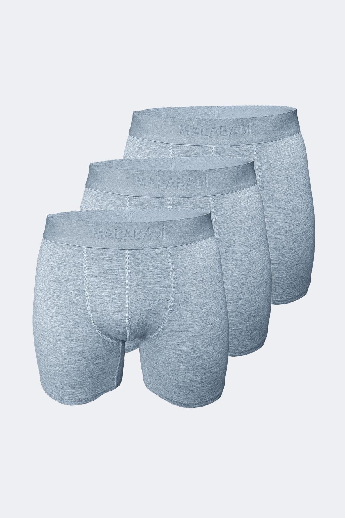 Malabadi Erkek Gri 3 lü Paket Modal Uzun Boxer 010 