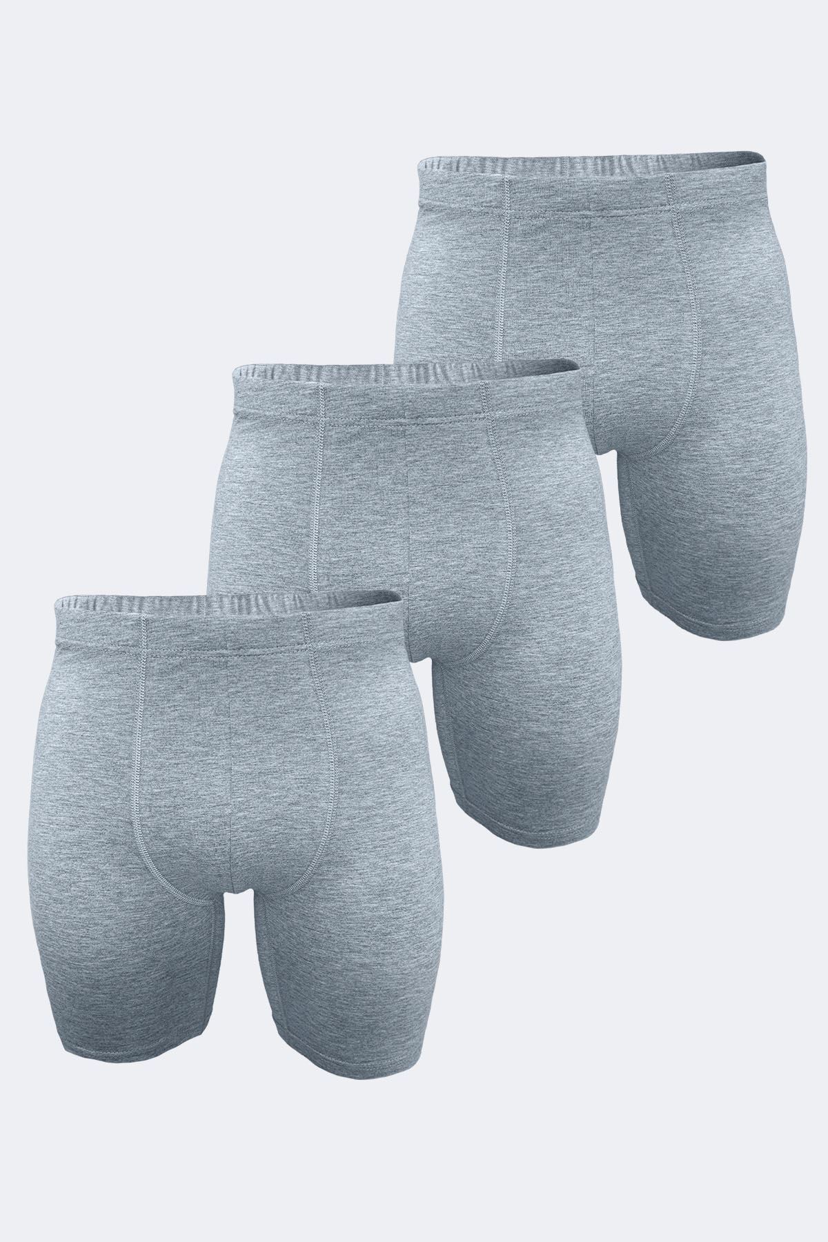 Malabadi Erkek Gri 3 Lü Paket Modal Uzun Paçalı Boxer 3M018 - 1
