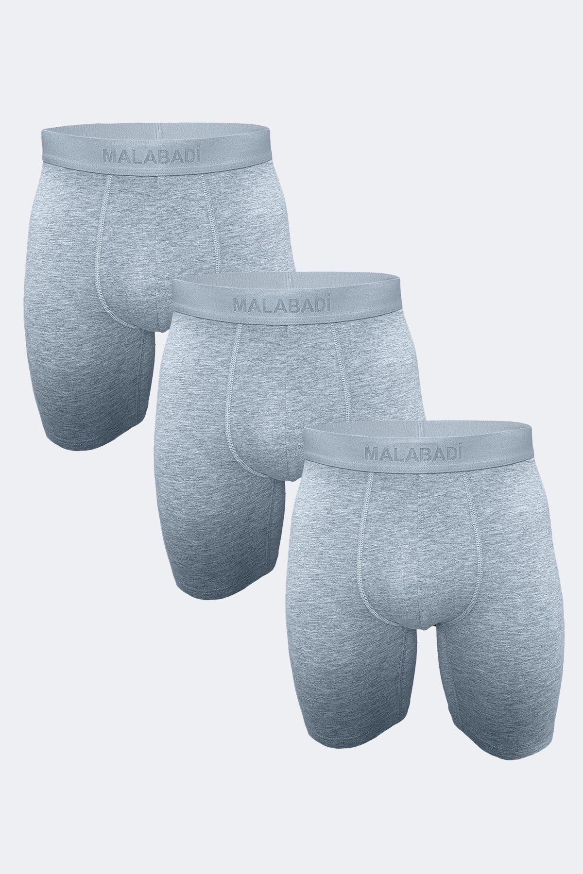 Malabadi Erkek Gri 3 Lü Paket Modal Uzun Paçalı Boxer 3M019 - 1