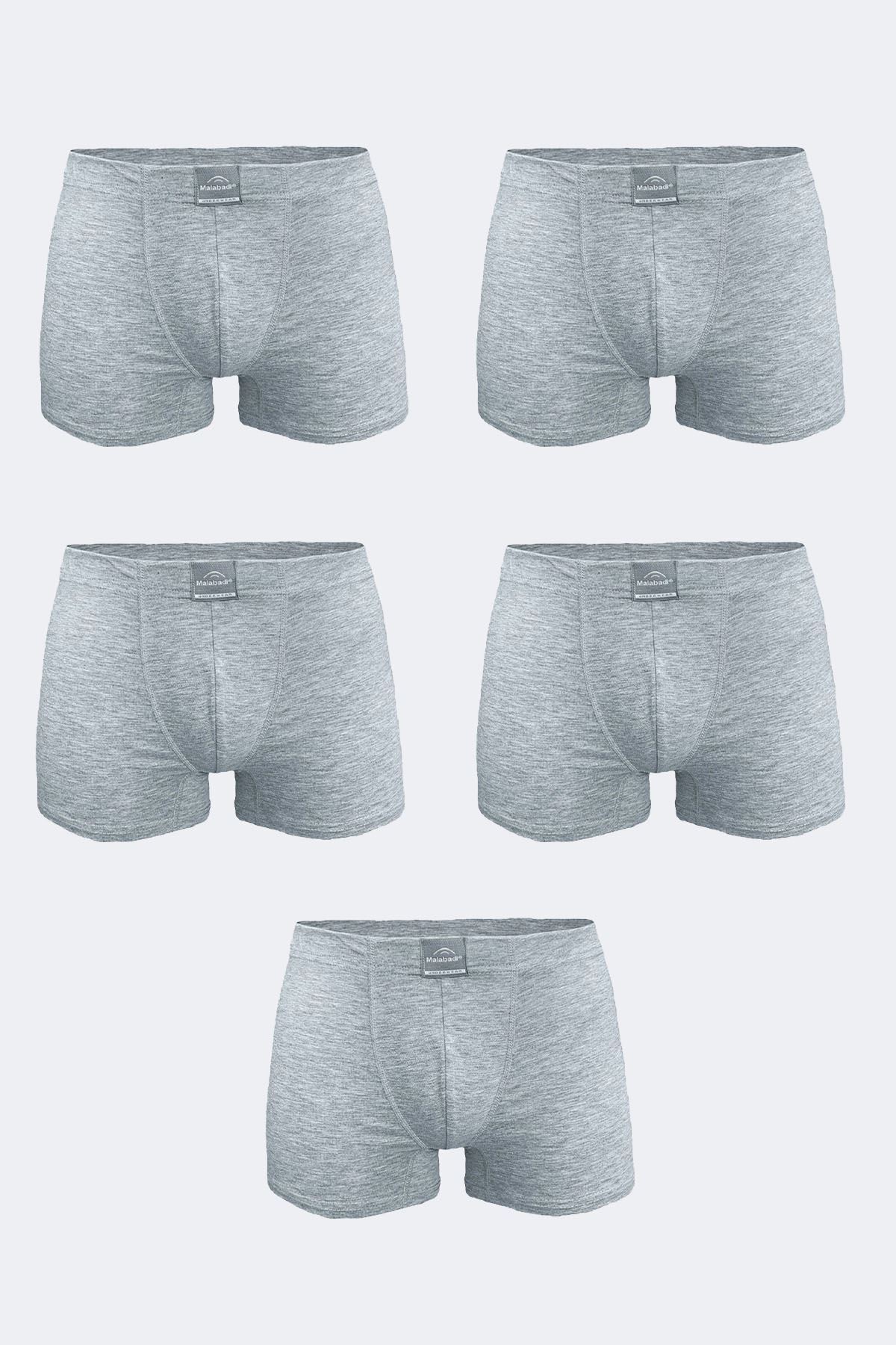 Malabadi Erkek Gri 5 Li Pamuk Elastan Boxer 5M074 
