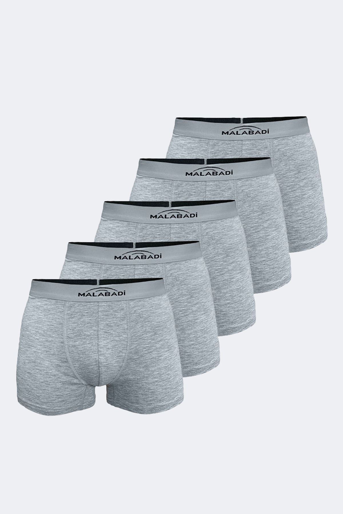 Malabadi Erkek Gri 5 Li Pamuk Elastan Boxer 5M075 