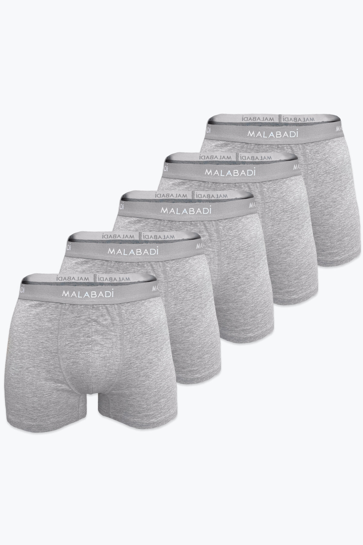 Malabadi Erkek Gri 5 Li Pamuk Elastan Boxer 5M075 - 1