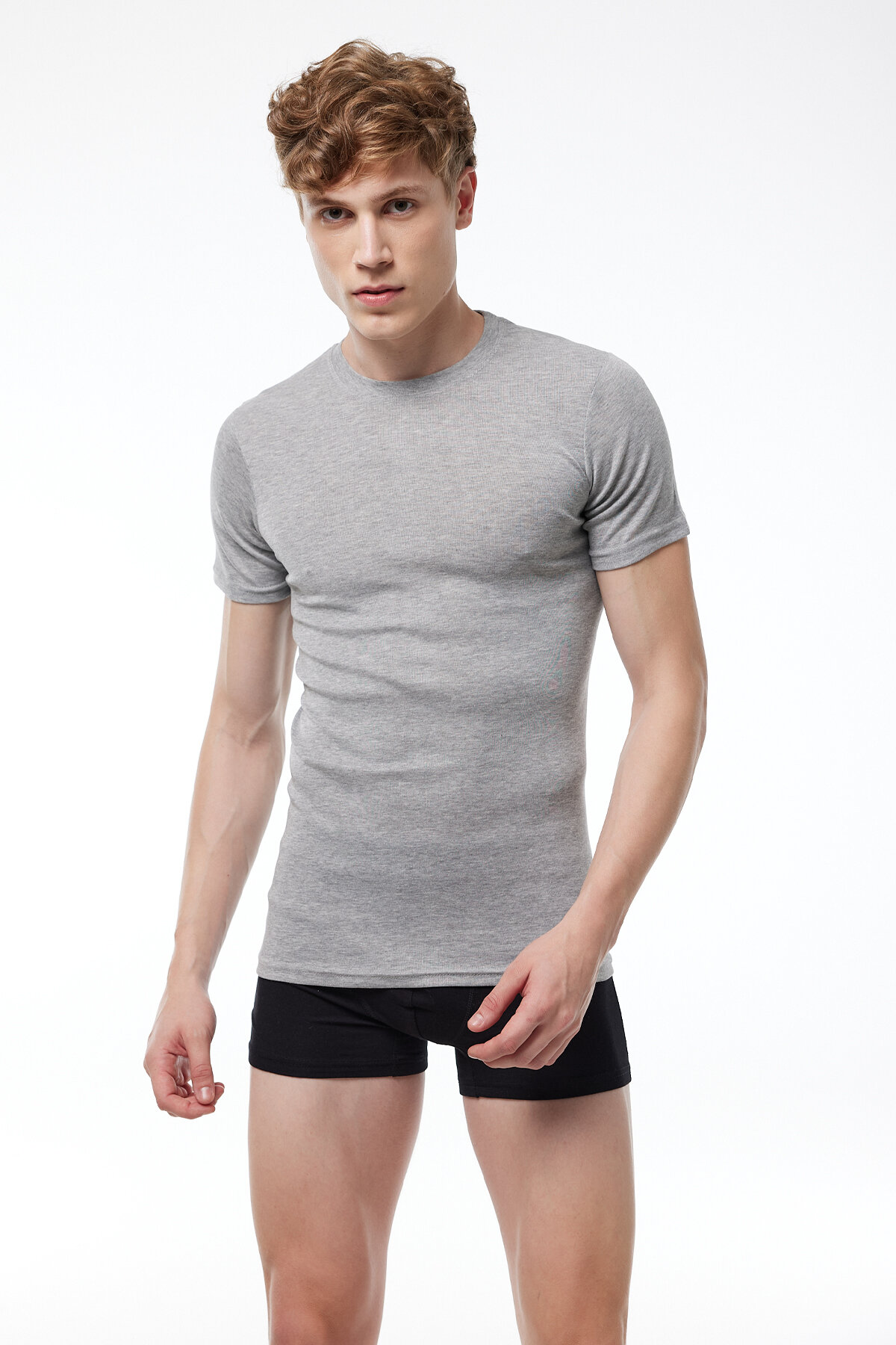 Malabadi Erkek Gri 6 Lı Paket %100 Pamuk Yuvarlak Yaka Ribana Fanila 037-E - 2