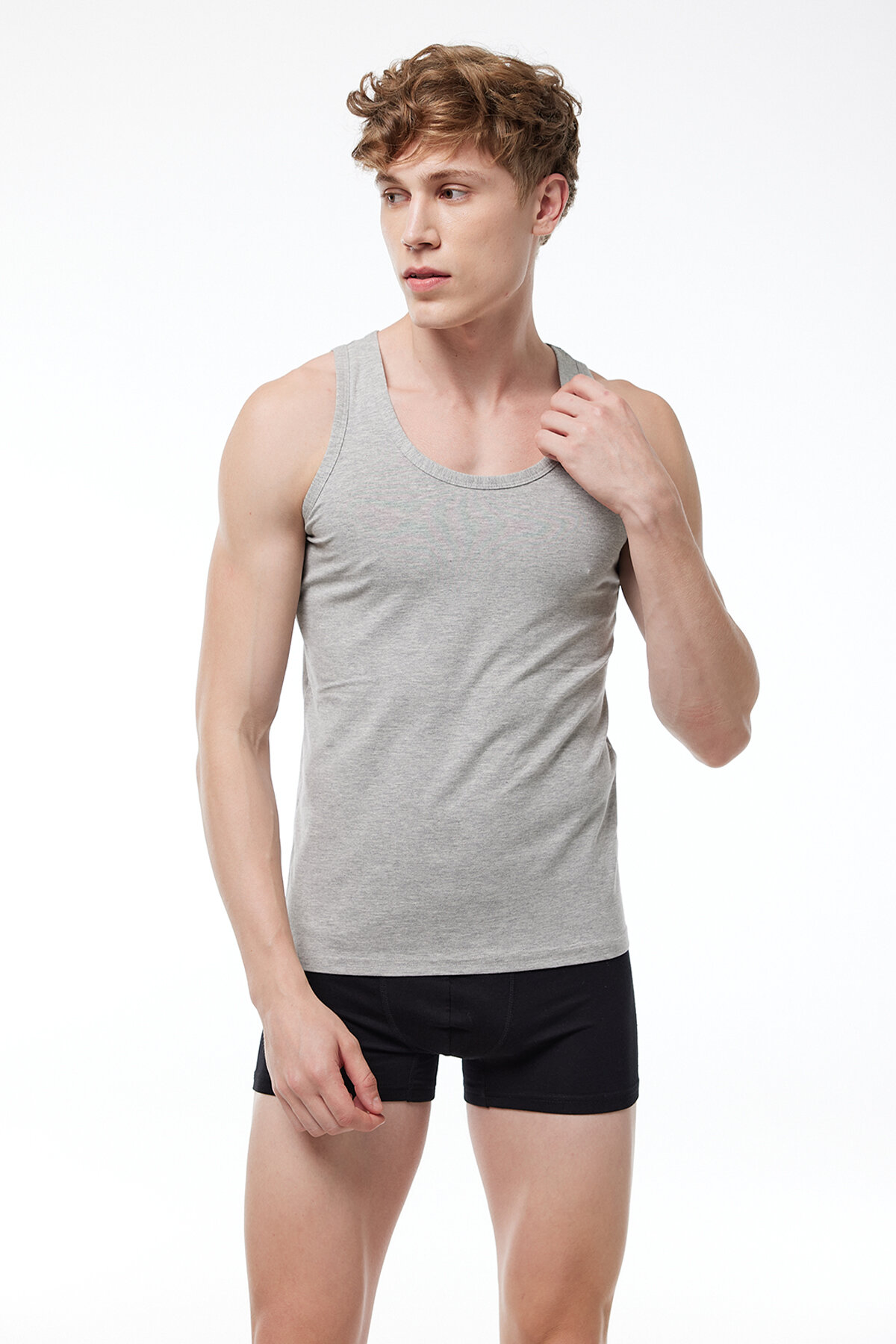 Malabadi Erkek Gri Pamuk Elastan Atlet 090 - 2