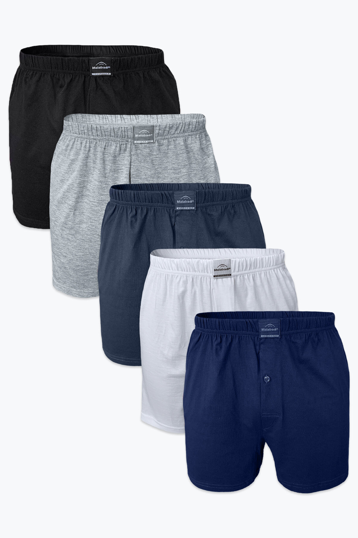 Malabadi Erkek Karışık Renk 5 Li Geniş Kalıp Büyük Beden %100 Pamuk Battal Boxer MB2400 - 1