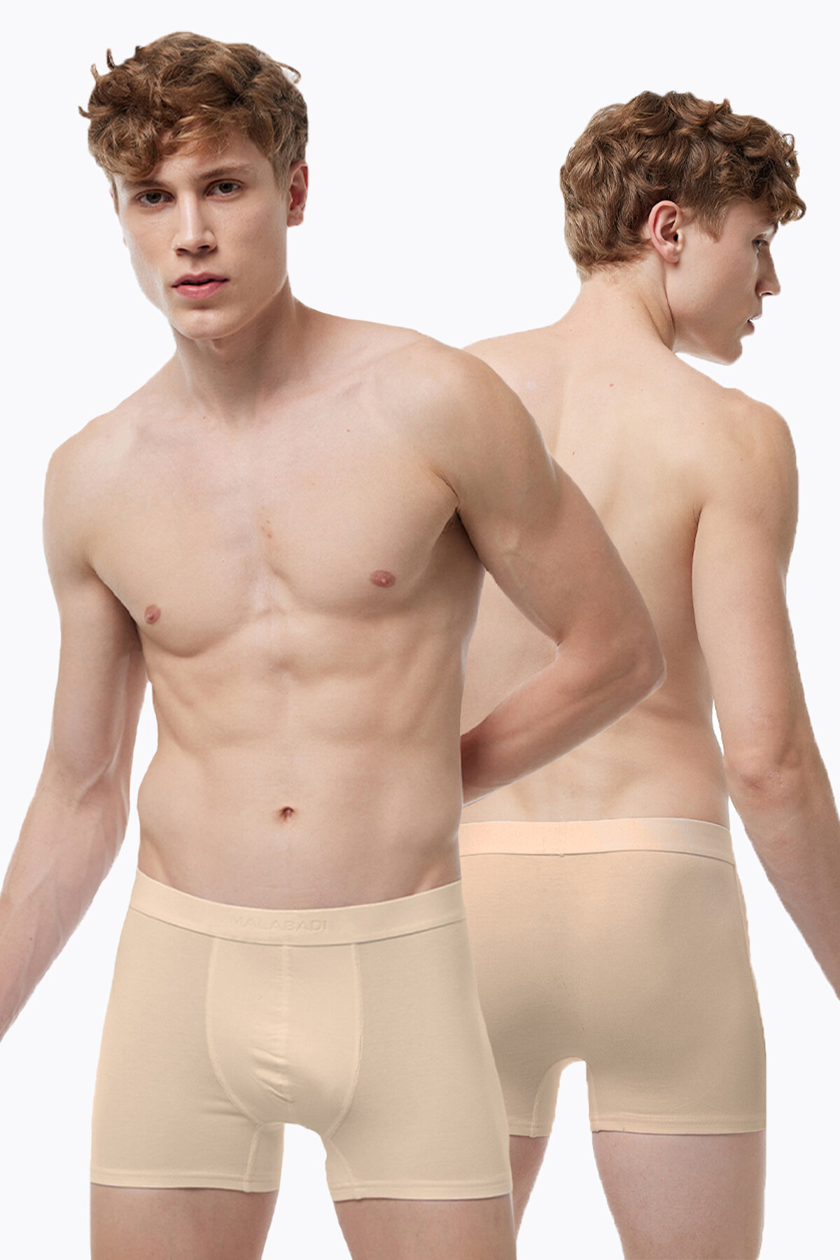 Malabadi Erkek 2'li Ten Rengi Görünmez İç Göstermeyen Pamuk Elastan Boxer 075 - 1