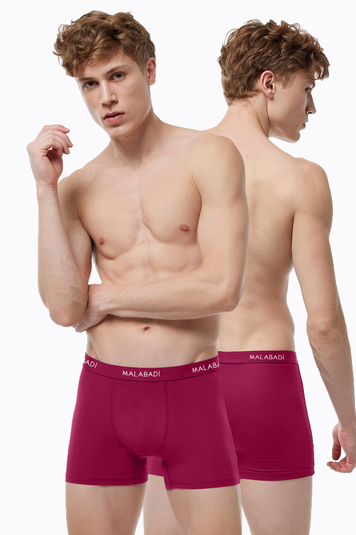 Malabadi Erkek Bordo 2'li Pamuk Elastan Boxer 075 