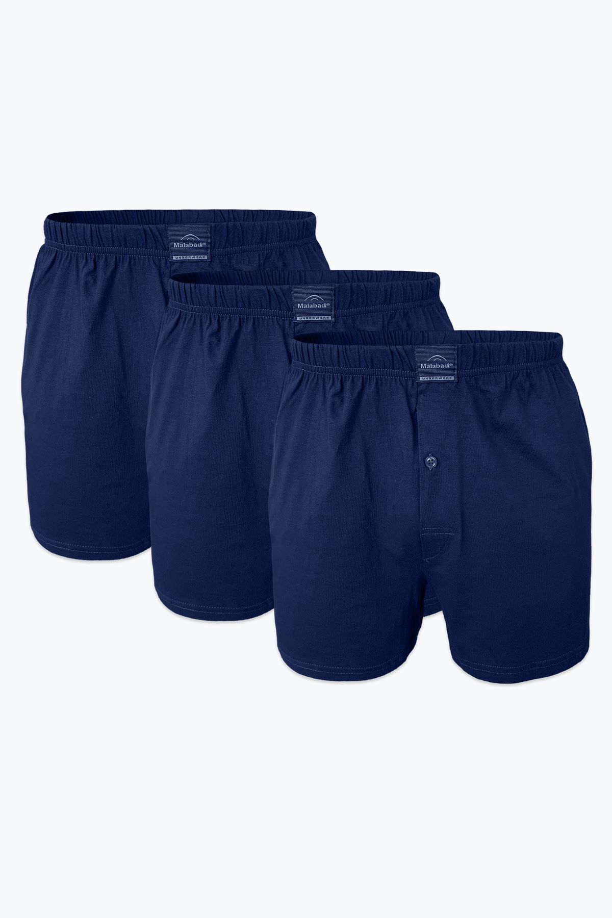 Malabadi Erkek Lacivert 3 Lü Geniş Kalıp %100 Pamuk Boxer 3M024 - 1