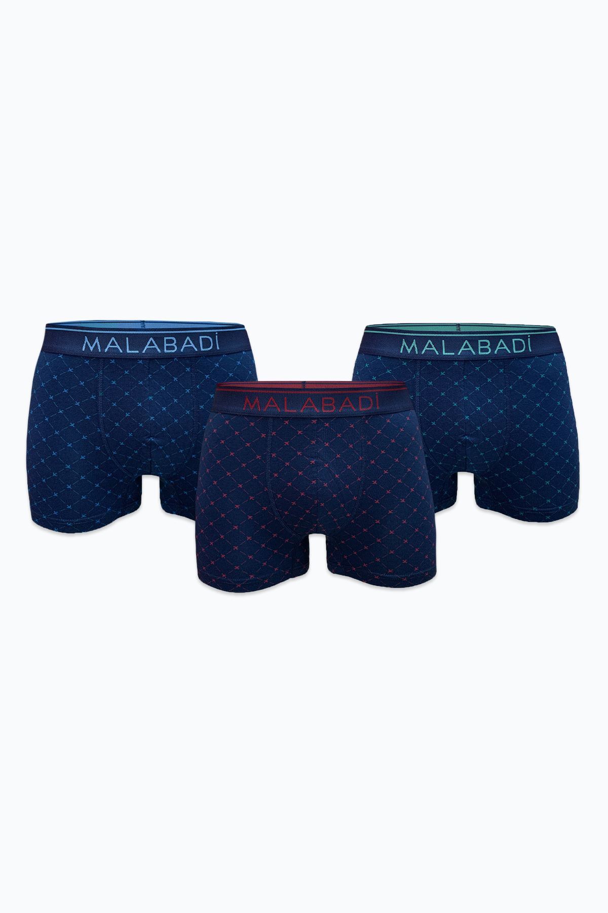 Malabadi Erkek Lacivert Desenli 3 lü Premium Collection Modal Boxer 3M252 - 1