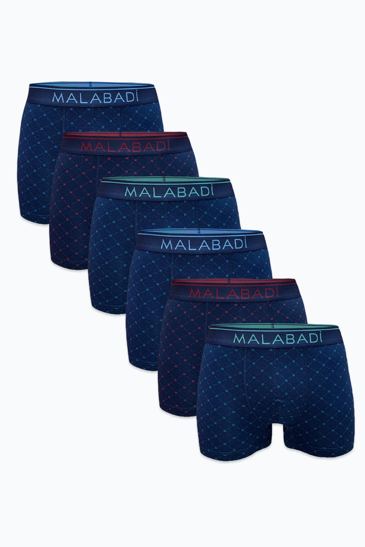 Malabadi Erkek Lacivert Desenli 6 lı Premium Collection Modal Boxer 6M252 - 1