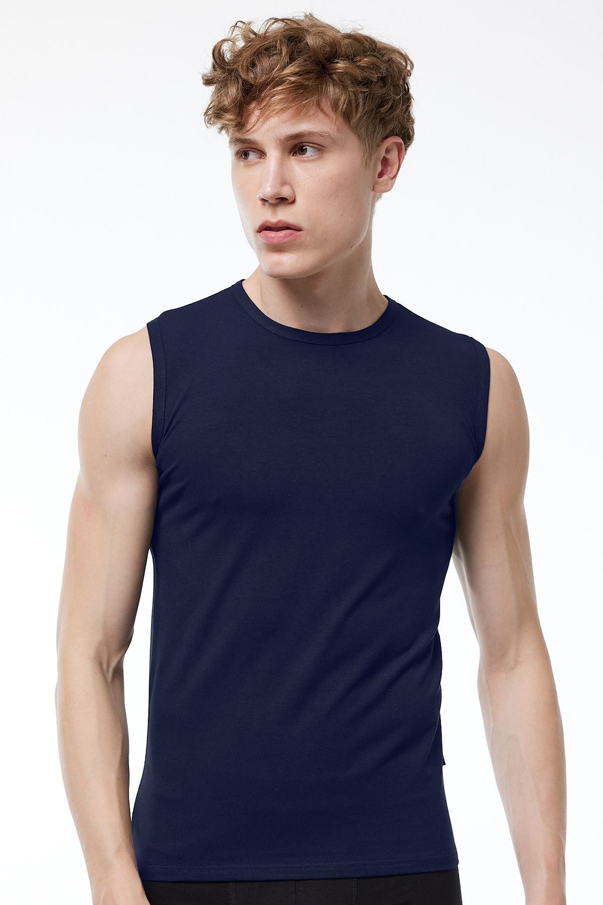 Malabadi Erkek Lacivert Sıfır Yaka Iz Yapmayan Modal Kolsuz Atlet 007 - 1