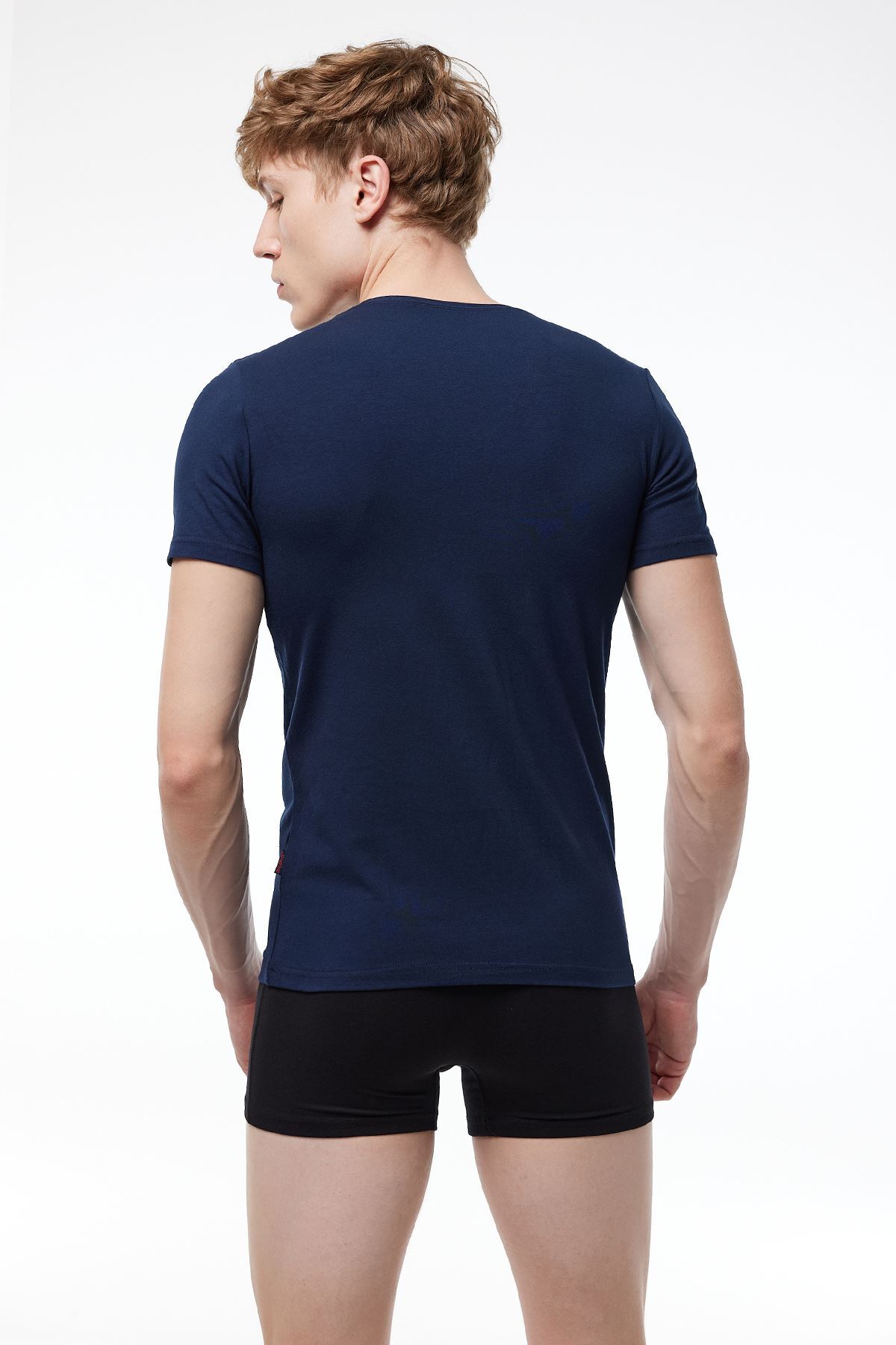 Malabadi Erkek Lacivert V Yaka Kısa Kollu Modal T-shirt Body 032 - 2