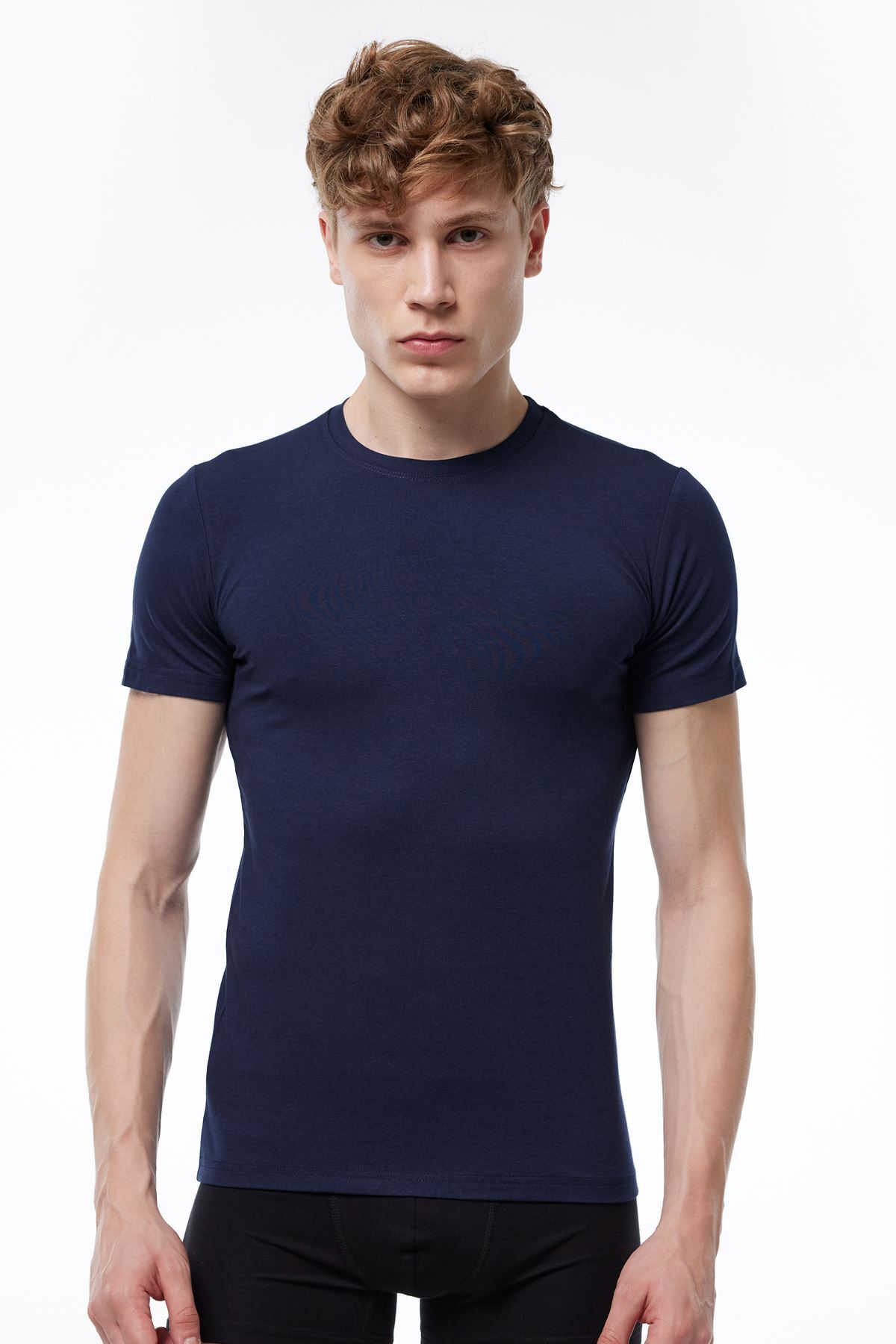 Malabadi Erkek Lacivert Yuvarlak Yaka Kısa Kollu Modal T-shirt Body 030 - 1