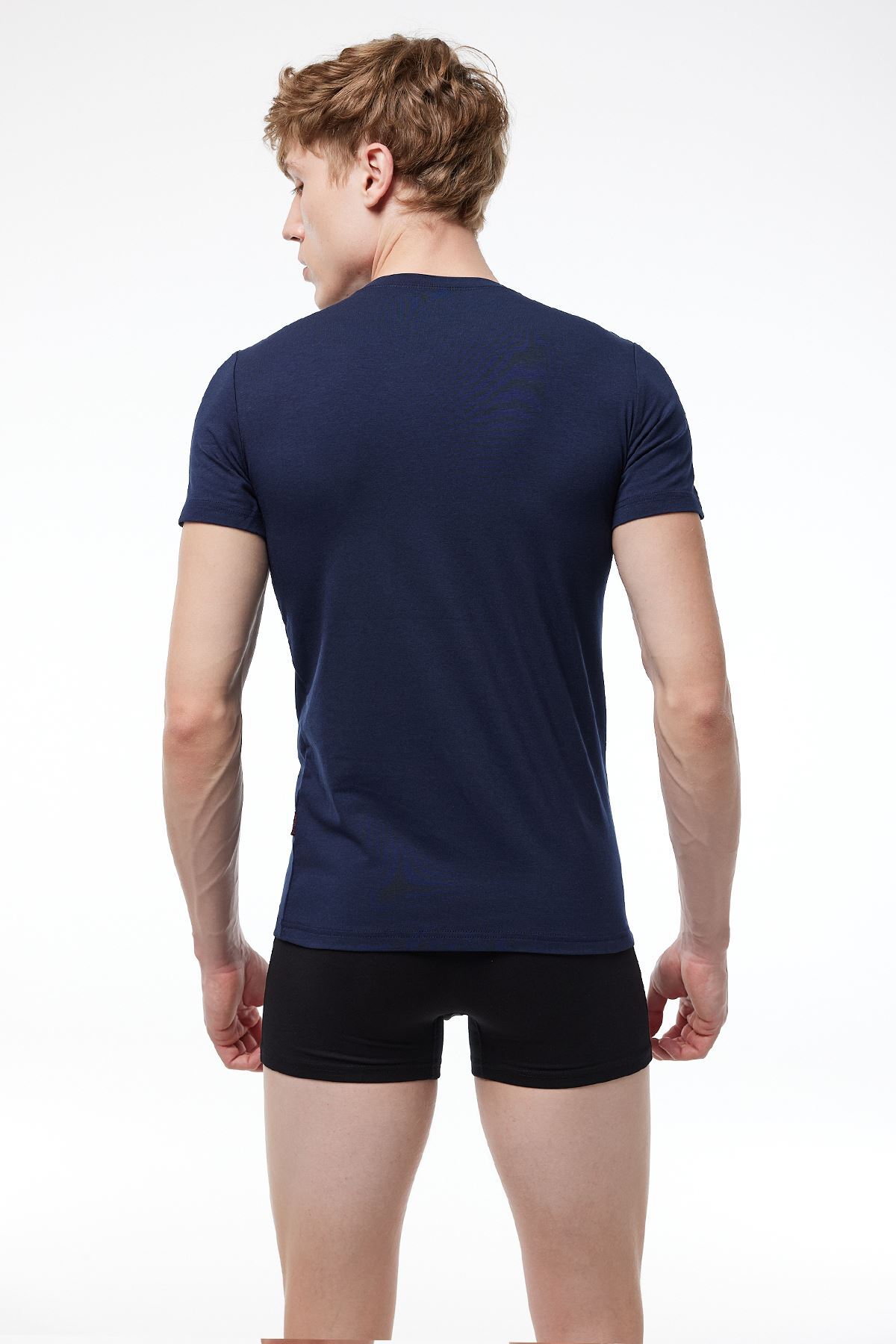 Malabadi Erkek Lacivert Yuvarlak Yaka Kısa Kollu Modal T-shirt Body 030 - 2