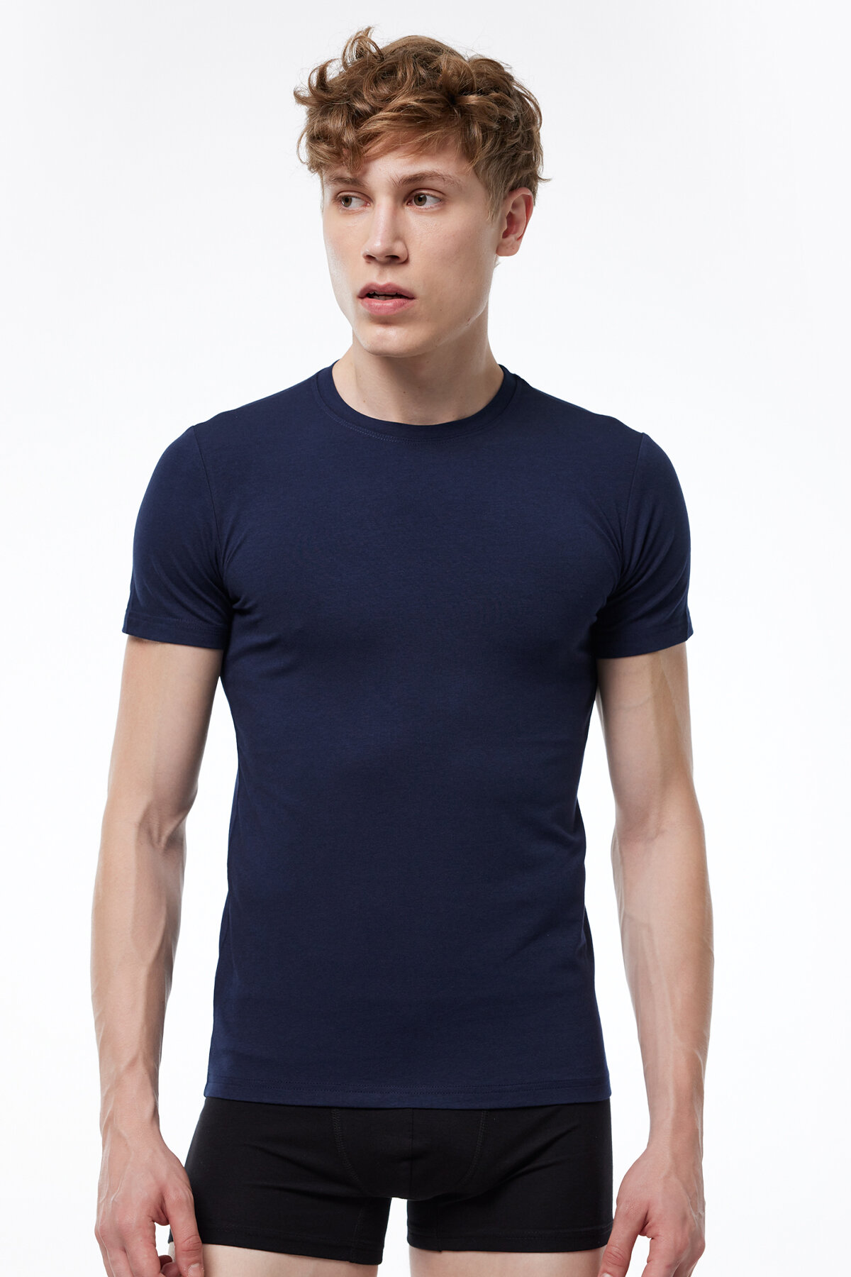 Malabadi Erkek Lacivert Yuvarlak Yaka Kısa Kollu Modal T-shirt Body 030 - 2