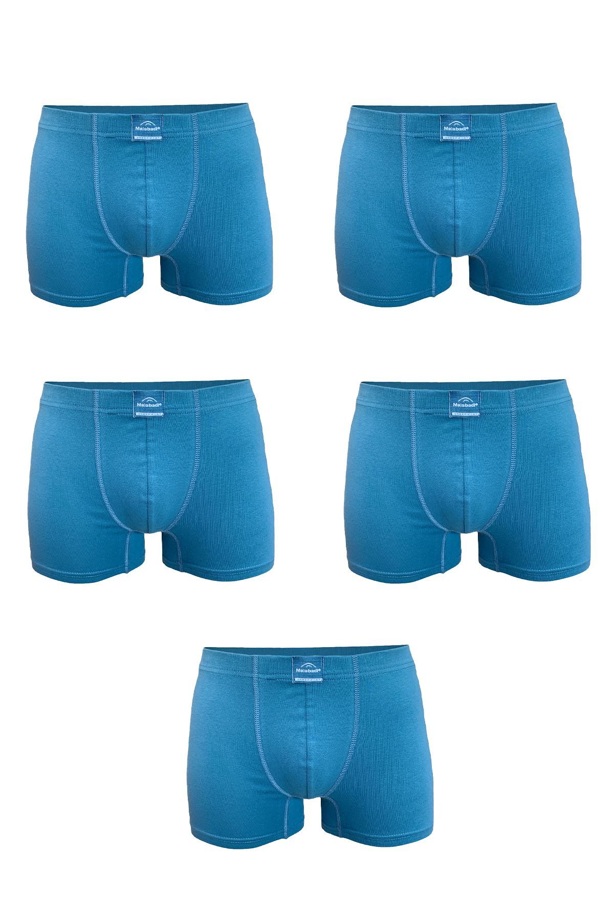 Malabadi Erkek Mavi 5 Li Pamuk Elastan Boxer 5M074 - 1