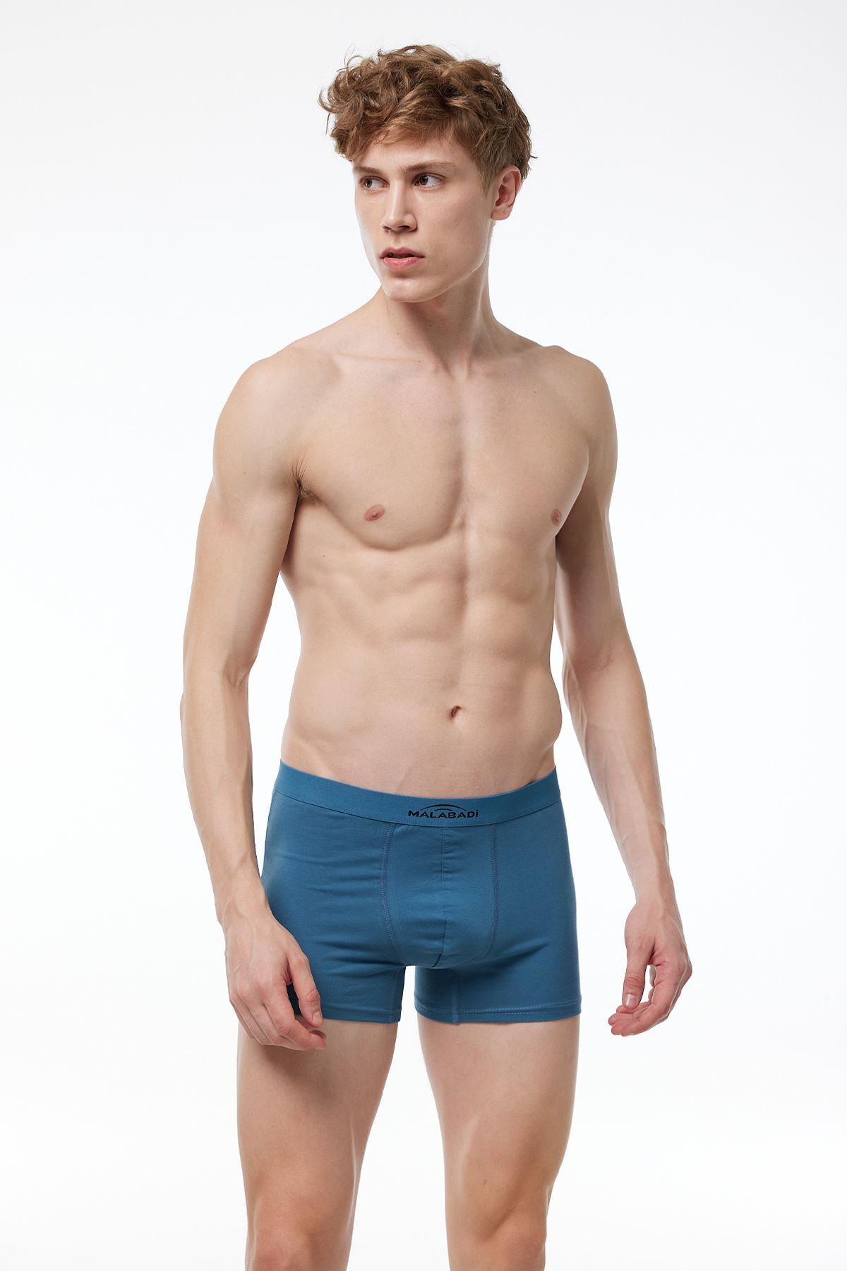 Malabadi Erkek Mavi 5 Li Pamuk Elastan Boxer 5M075 - 2
