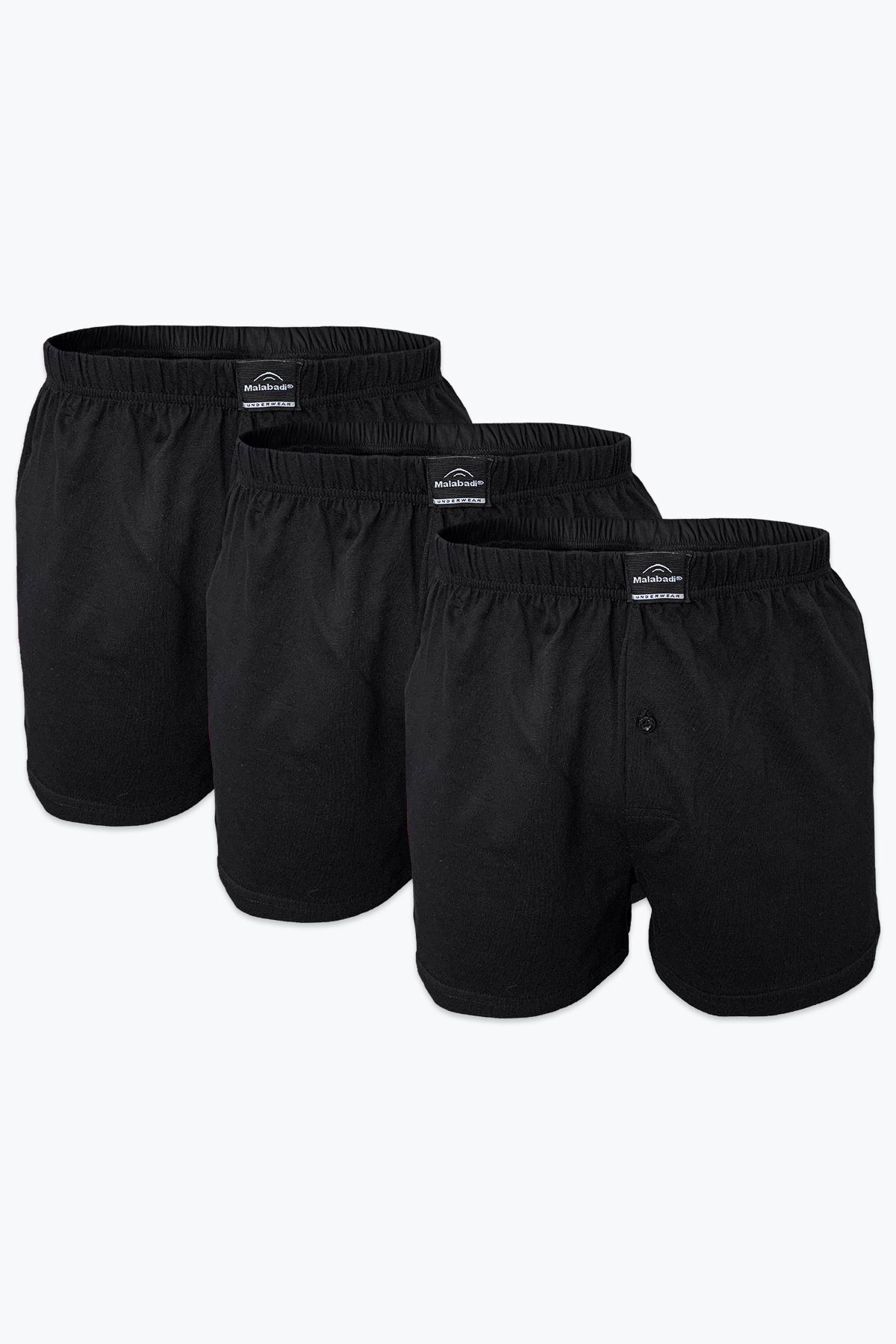 Malabadi Erkek Siyah 3 Lü Geniş Kalıp %100 Pamuk Boxer 3M024 - 1