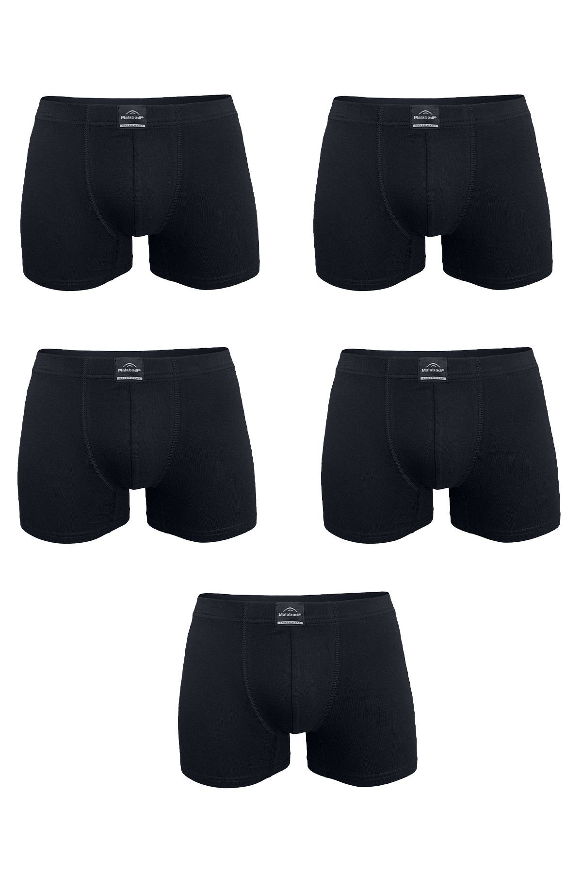 Malabadi Erkek Siyah 5 Li Pamuk Elastan Boxer 5M074 - 1