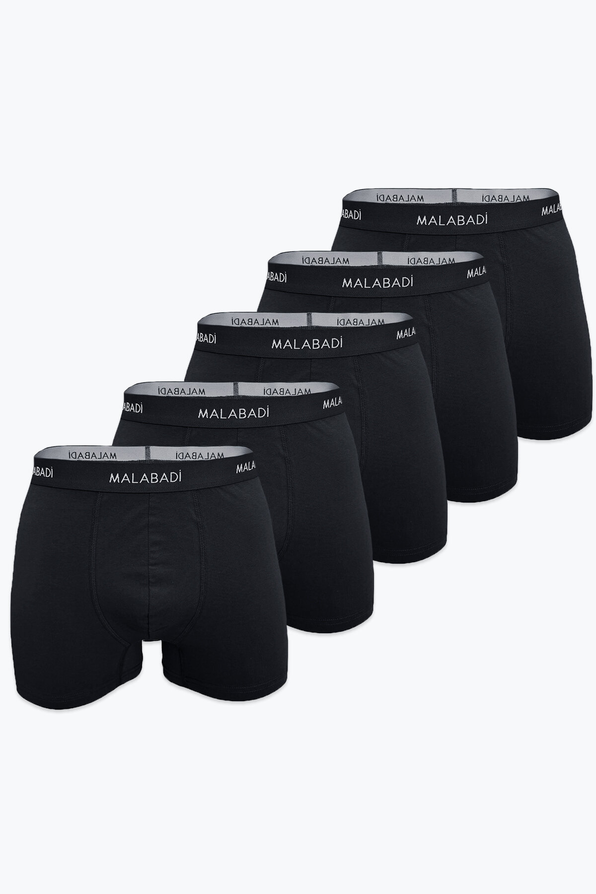 Malabadi Erkek Siyah 5 Li Pamuk Elastan Boxer 5M075 - Malabadi