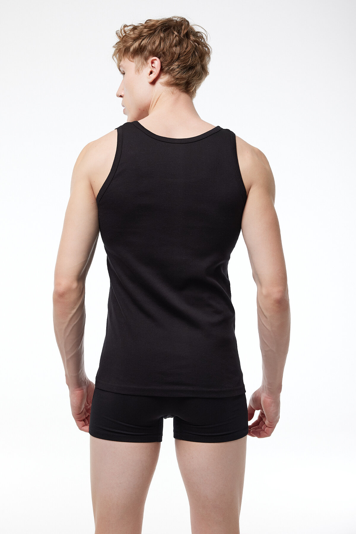 Malabadi Erkek Siyah 6 Lı Paket %100 Pamuk Ribana Atlet 034-E - 4