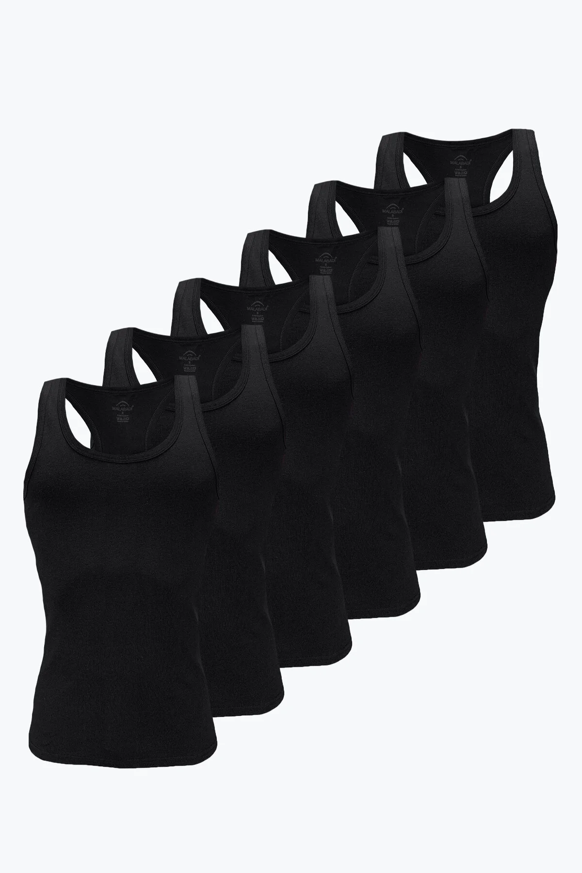 Malabadi Erkek Siyah 6 Lı Paket %100 Pamuk Ribana Sporcu Atleti 039-E 