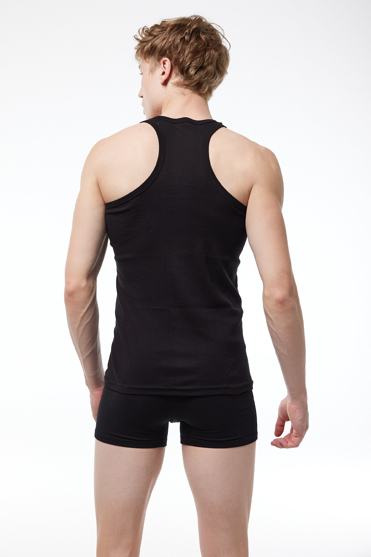 Malabadi Erkek Siyah Beyaz Gri 3 lü Paket %100 Pamuk Ribana Sporcu Atleti 3M039-E - 6