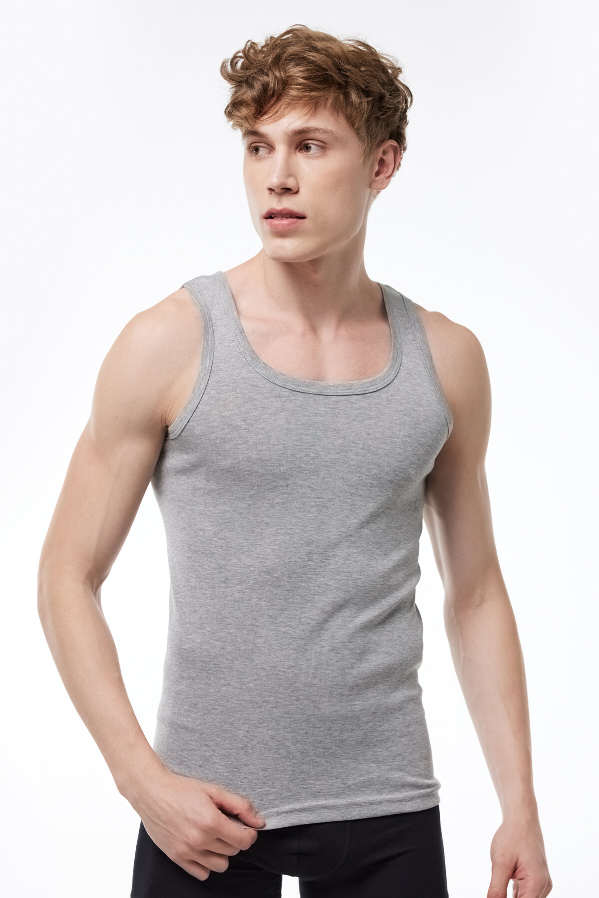 Malabadi Erkek Siyah Beyaz Gri 6 Lı Paket %100 Pamuk Ribana Atlet 034-E - 4