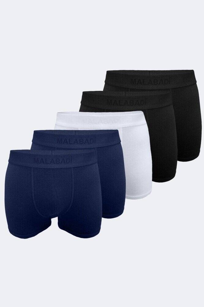 Malabadi Erkek Siyah Beyaz Lacivert 5 li Paket Milan Modal Boxer - 1