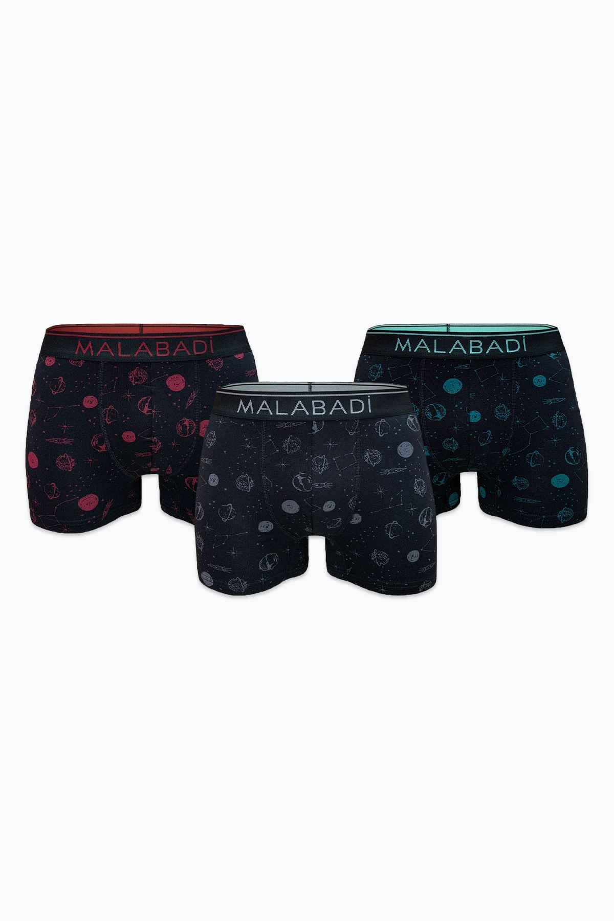 Malabadi Erkek Siyah Desenli 3 lü Premium Collection Modal Boxer 3M252 - 1