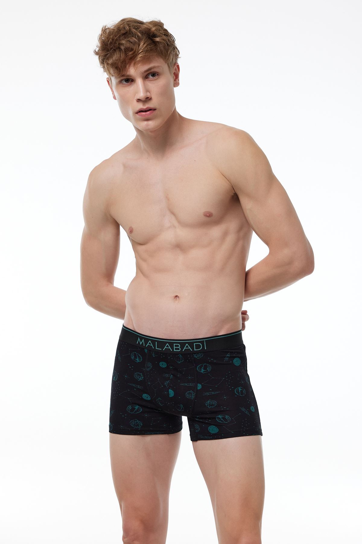 Malabadi Erkek Siyah Desenli 3 lü Premium Collection Modal Boxer 3M252 - 3